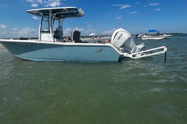 a small boat in a body of water